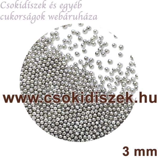 Ezüst cukorgyöngy (3 mm, 50 g)
